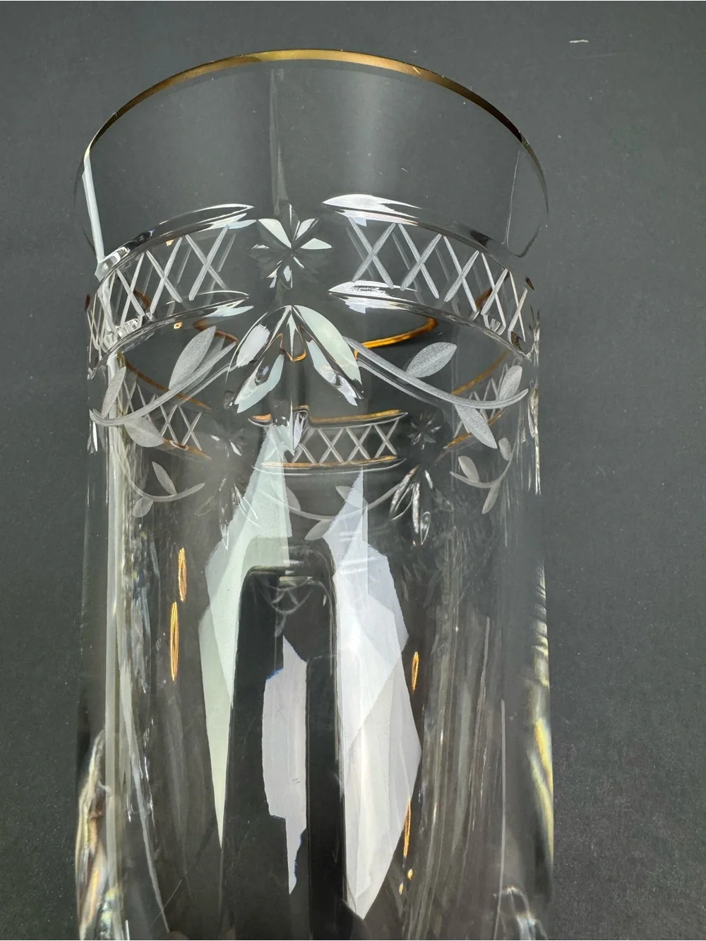 Vintage Pair ( 2) Royal Doulton Crystal Glass Wellesley Iced Beverage Gold Rim D